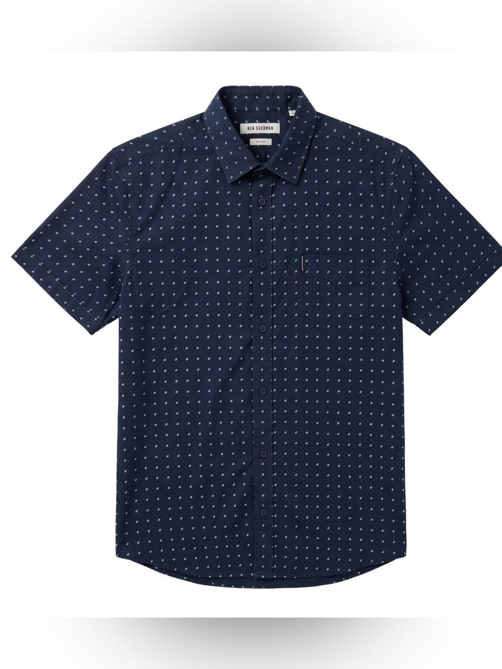 Ben Sherman Y2K Soho Slim Fit Shirt Men’s L Navy Cotton Short Sleeve Mod